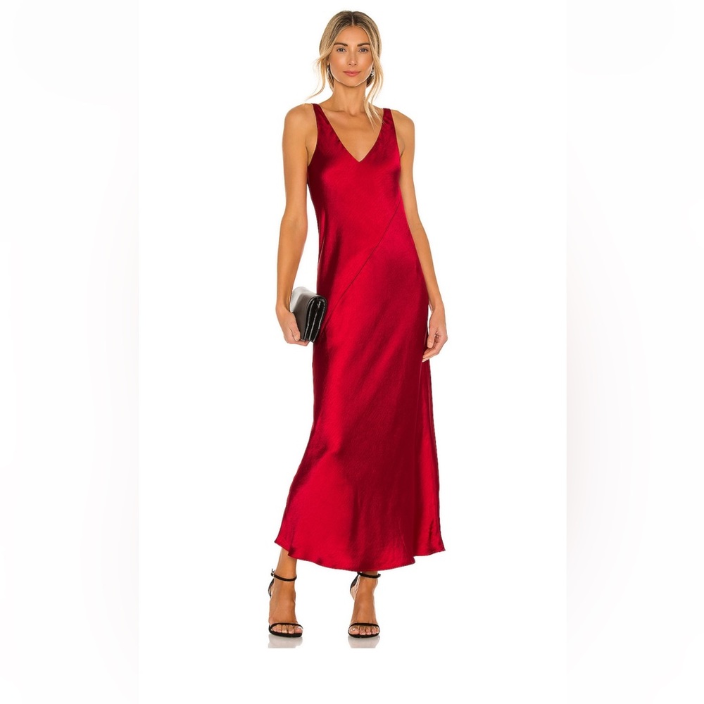 Red satin dress